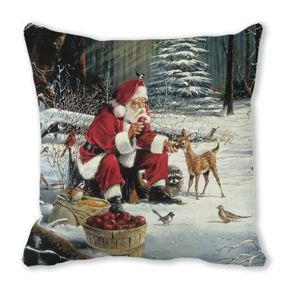 Merry Christmas Peach Skin Fabric Sofa Cushion Pillow