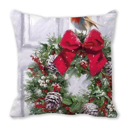 Merry Christmas Peach Skin Fabric Sofa Cushion Pillow