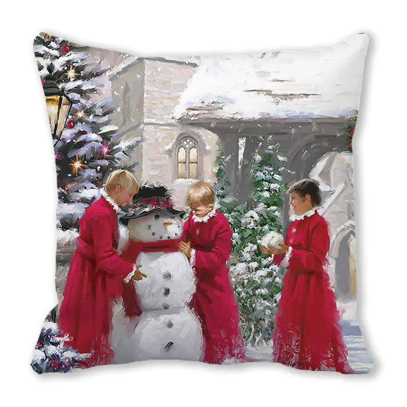 Merry Christmas Peach Skin Fabric Sofa Cushion Pillow