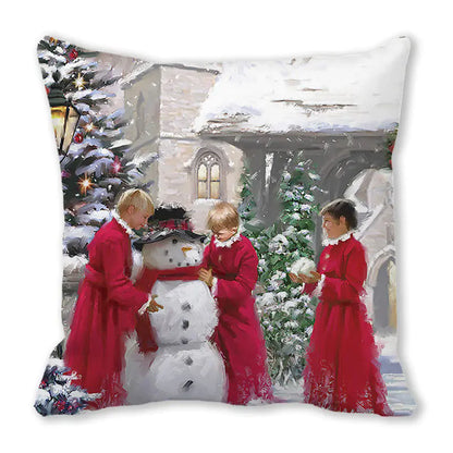 Merry Christmas Peach Skin Fabric Sofa Cushion Pillow
