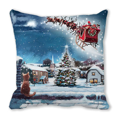 Merry Christmas Peach Skin Fabric Sofa Cushion Pillow