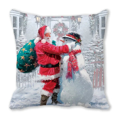 Merry Christmas Peach Skin Fabric Sofa Cushion Pillow