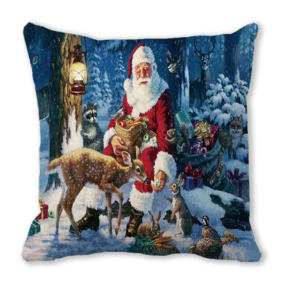 Merry Christmas Peach Skin Fabric Sofa Cushion Pillow