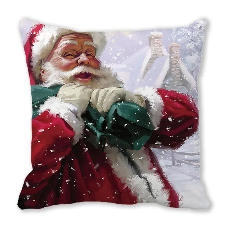 Merry Christmas Peach Skin Fabric Sofa Cushion Pillow
